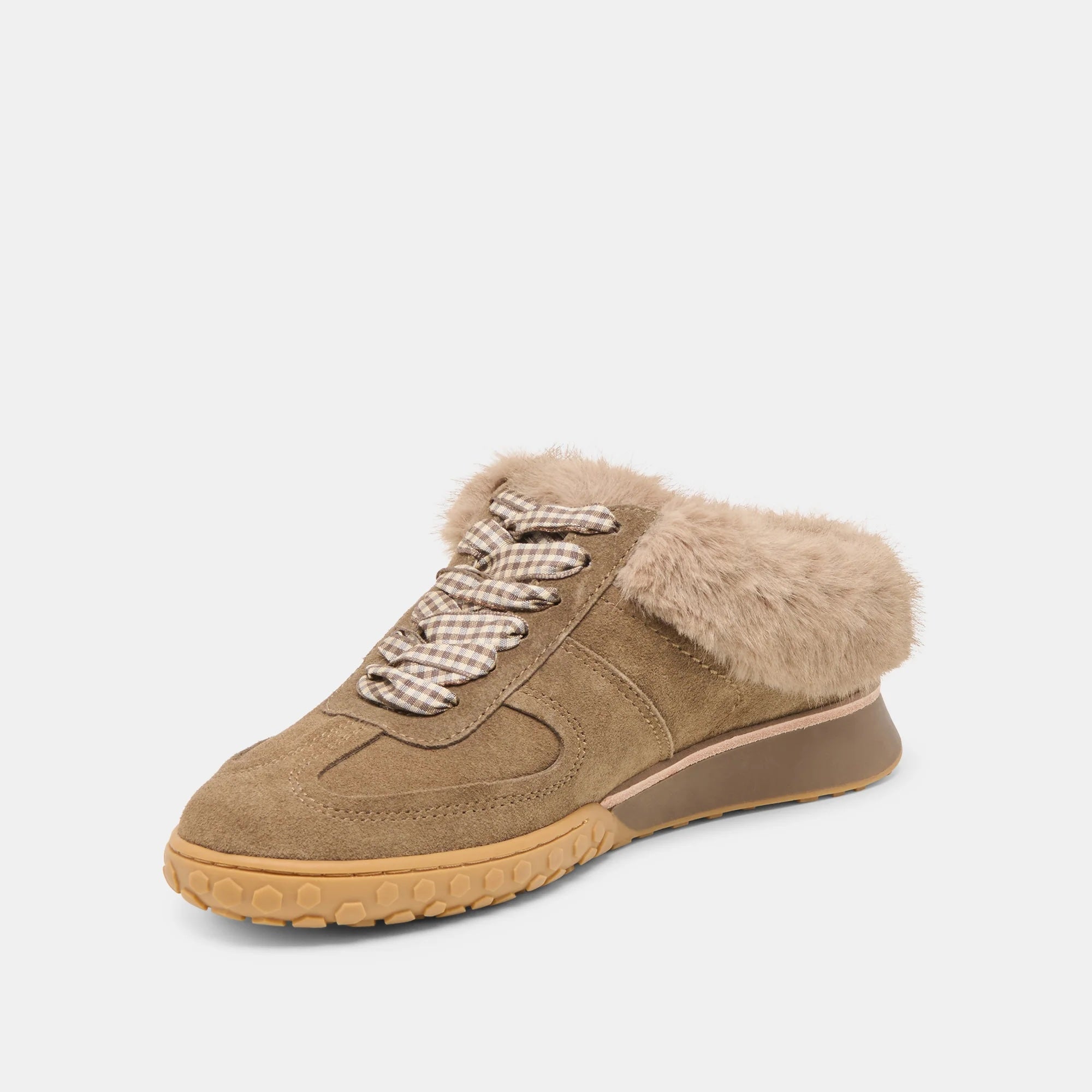 Dolce Vita Izzey Plush Olive Suede Sneakers | Maison Garrison